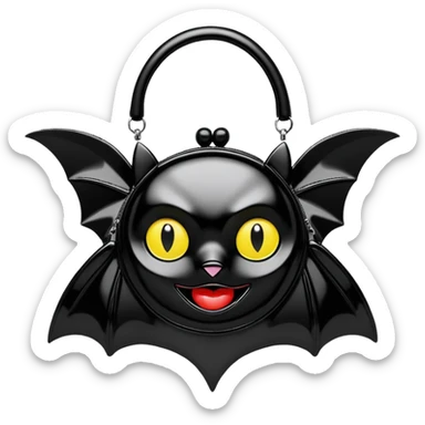 SDemonia Hb-115 Patent vegan leather Bat Shaped Handbag, ultra detailed, hyperrealism. Isolated, 8k quailty, 5000x5000px sticker