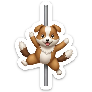 dog dancing around a pole  sticker