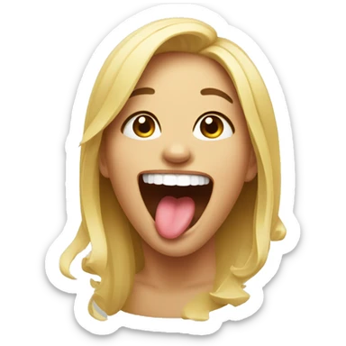 Girl laughing with tongue out sticker