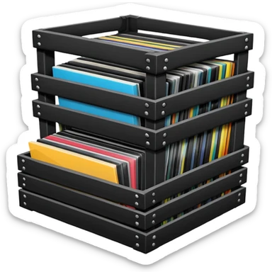 A crate of vinyl lps sticker