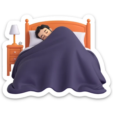 person sleeping under a blanket on a king bed, face hidden sticker
