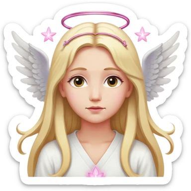 women blond long hair angel and meditation and pink hairpins  sticker