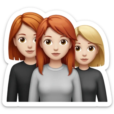 3 people, all white skin color but different hair colors next to each other  sticker