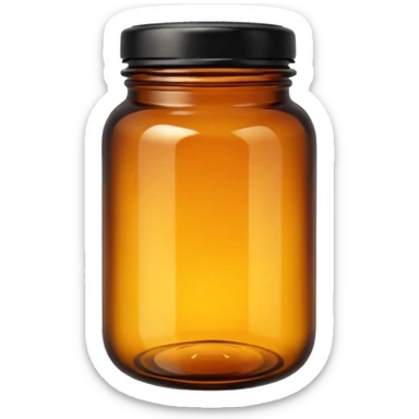 Amber glass jar black top sticker