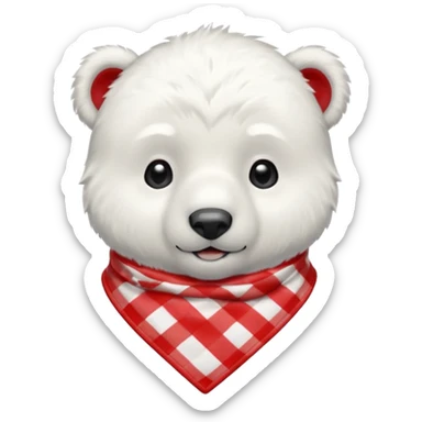 baby polar bear wearing a red and white checkered Neckerchief sticker