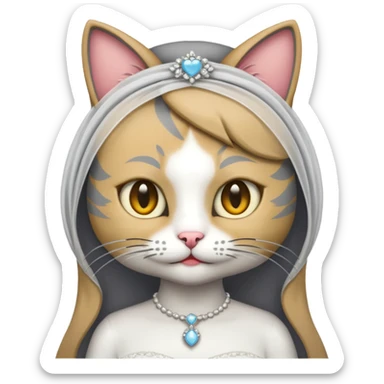 grey cat bride sticker