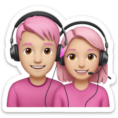 pink video call between 2 people sticker