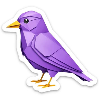 purple colored bird origami facing right do not show feed sticker