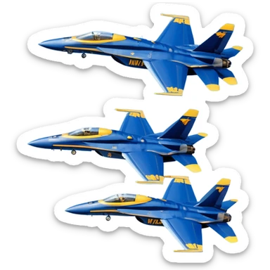 four US Navy Blue Angels f/a-18s flying in diamond formation sticker