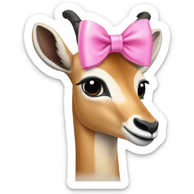 A gazelle with a pink bow on it sticker
