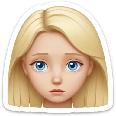 sad blonde girl with blue eyes sticker