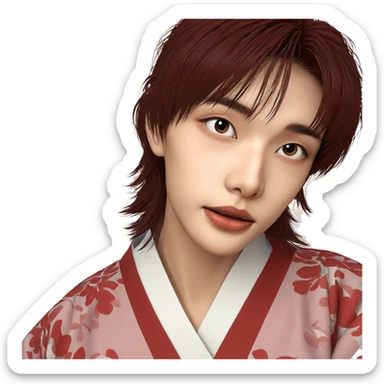 japanese girl in kimono portrait sticker