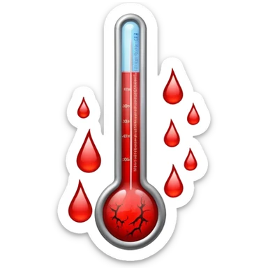 thermometer  with blood stains sticker