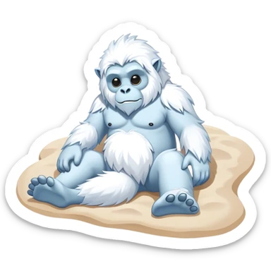 Yeti laying down on the beach  sticker