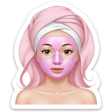 Lady with pastel pink face mask spa beauty full face relaxing sticker