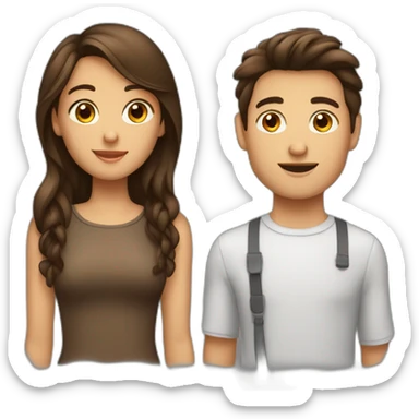 Fille brune et garçon brun avec cheveux longs sticker