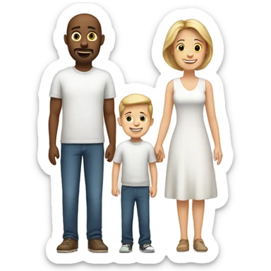 White family dad, mom and son sticker