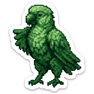 Make the parrot green in pixel art style, no background. sticker