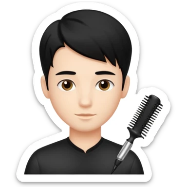 A beautiful boy salon Hairstylist in black hair sticker