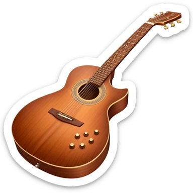Cinematic Realistic Guitar, smooth mahogany body with intricate wood grain, steel strings reflecting soft light, gentle hand positioning on the fretboard, glowing with warmth and musical soul. sticker