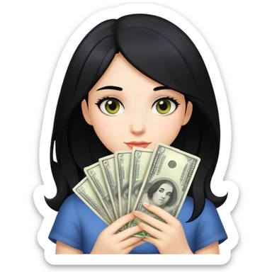 Asthetic black hair girl beatifull with money sticker