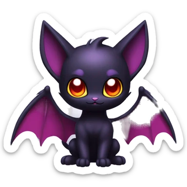 Cool Cute Edgy Dark Black Red Purple Batty Chibi Noibat-Cat-Pokémon-Fakémon-hybrid sticker