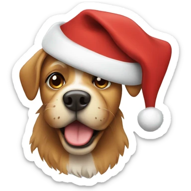 Dog wearing Christmas hat sticker