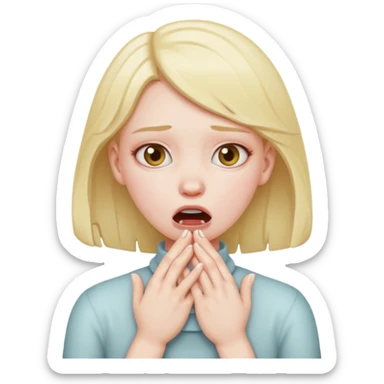 A girl choking herself with her hands sticker