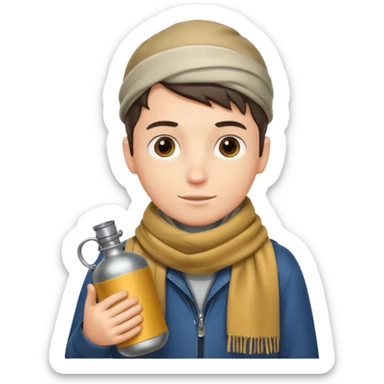 Boy + scarf + canteen sticker