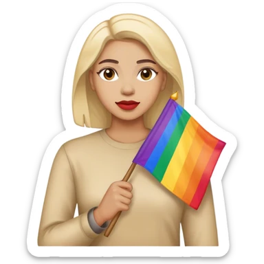woman with lgbt flag sticker