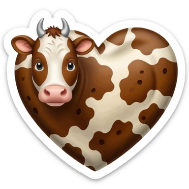 Cow print brown  heart sticker