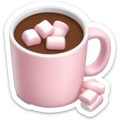 Light Pink mug of hot chocolate with marshmallows  sticker