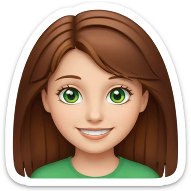 smiling girl with brown hair and green eyes sticker