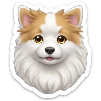 Japanspitz weiß und katze europäisch kurzhaar kuscheln sticker