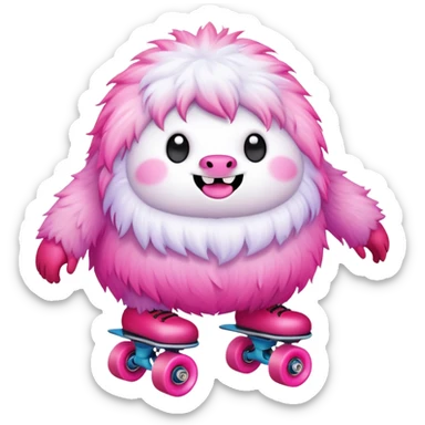 fat rainbow pink red yeti roller skating  sticker