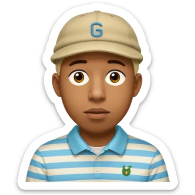Tyler the creator in his golf hat and golf striped t shirt sticker