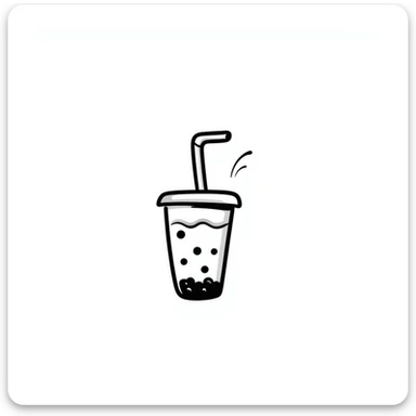 hand-drawn doodle of a boba tea cup with straw and pearls sticker