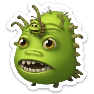 Shrek but his body is replaced by a millipede's sticker