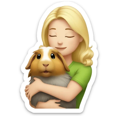 Blonde Woman hugging a guineapig sticker