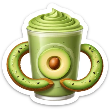 matcha with an avocado bagel sticker