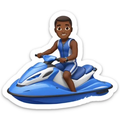 Dark male dark make on a blue jet ski no sunglasses sticker