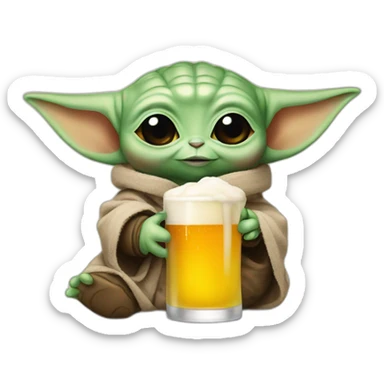 baby yoda drink beer sticker