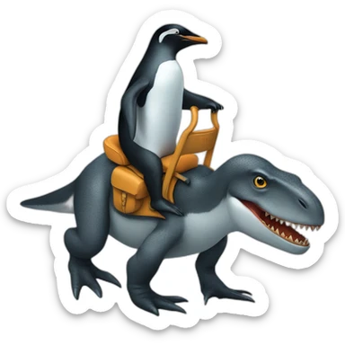 Penguin riding a t-rex sticker