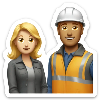 blonde woman and redhead construction guy sticker