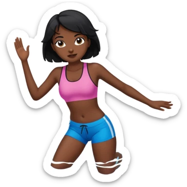 A girl swimming in Goan ocean. Girl should have black hair, clothes should be shorts and tank top or sports bra because she is indian sticker