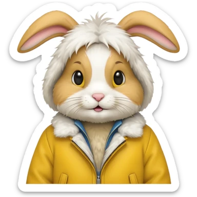 rabbit with yellow jacket sticker