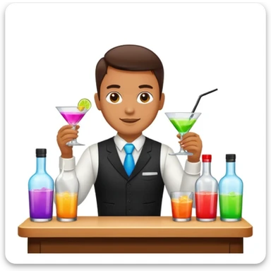 bartender mixing drinks, club backgroudn with bottles sticker