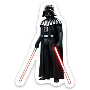 Full body Darth Vader with light saber drawn out to his right side and a very menacing look  sticker