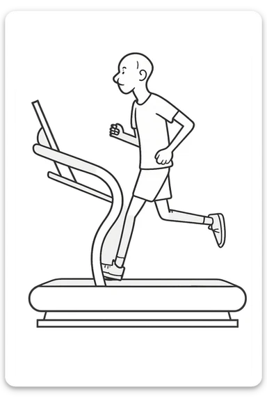 uomo che corre sul tapis roulant ma è secco e senza muscoli. sticker