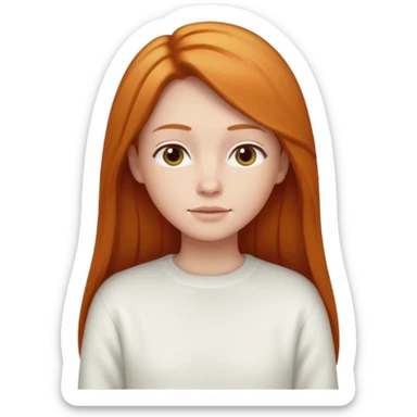 Ginger long straight hair with a white jumper sticker